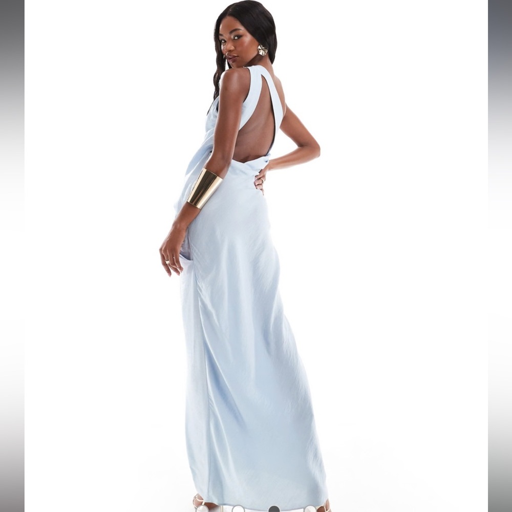 ASOS baby blue bridesmaid dress - draped one shoulder